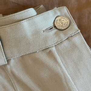 Chanel 100% Cotton Twill Pleated Trousers Signature Silver CC buttons